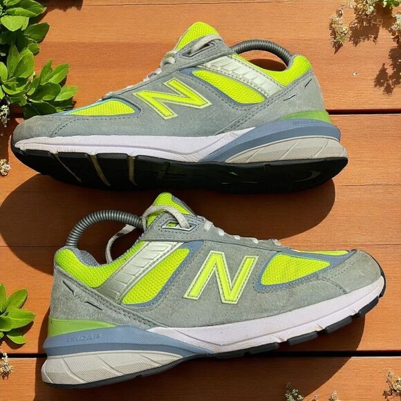 New Balance Shoes - New Balance 990v5 Mi USA Gray Hi Lite Green W990GH5 Women's Sneakers 7.5